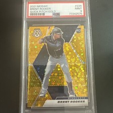 2021 mosaic Brent Rooker quick pitch gold number 8/10 PSA 9 POP 1