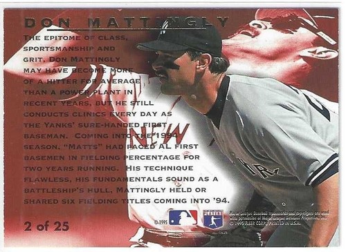 1995 Fleer Ultra DON MATTINGLY New York Yankees Award Winner Top Glove Insert 2 - Bild 2 von 2