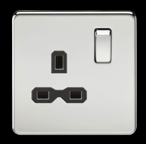 LIGHT SWITCHES & SOCKETS POLISHED CHROME SCREWLESS FLATPLATE KNIGHTSBRIDGE RANGE - Picture 22 of 24