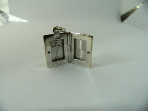 Apertura de la Biblia 2 Foto Collar Dije Colgante Medallón Plata de Ley 925 - Imagen 4 de 5