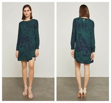 NEW BCBGMaxazria Ashton Green Floral Dress XS NWT Women Long Sleeve Asymmetric