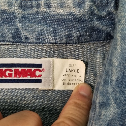 Big Mac Pearl Snap Denim Shirt Cowboy Work Wear VTG USA Made 70s 80s Sz Lg - Picture 8 of 16