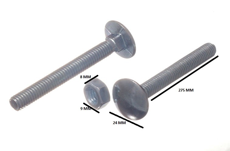 20 di Bulloni a Testa redonda M10 da 280mm Zincatura Lucida con Dadi 20 di Bulloni a Testa redonda M10 da 280mm Zincatura Lucida con Dadi