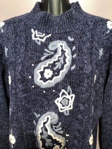 Dames Isaacs Long Xl Sleeve Blauwwit Knit Beaded Sweater Mock Neck Am08 Lord TnA1Fp1