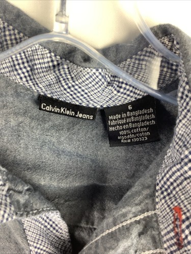 Calvin Klein Jeans Youth Blue Long Sleeve Denim Shirt Button Up Vintage Size 6 - Picture 11 of 14