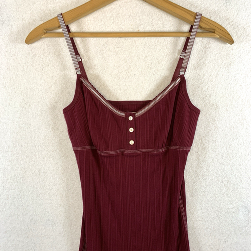 Vintage Aeropostale Womens Y2K Ribbed Babydoll Cami Top Sz M Red Elena Gilbert - Picture 2 of 14