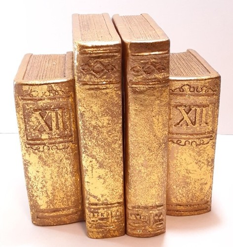Pair Of Decorative Gold Leaf Book Bookends - Picture 9 of 9