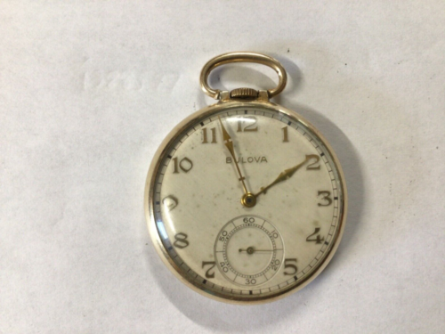 Vintage BULOVA 17AH 15 Jewels 10K RGP Pocket Watch Runs!