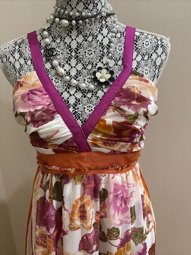 Alberta Ferretti Italian Designer Floral Maxi Gown Dress Women's Size 6 - Picture 4 of 13