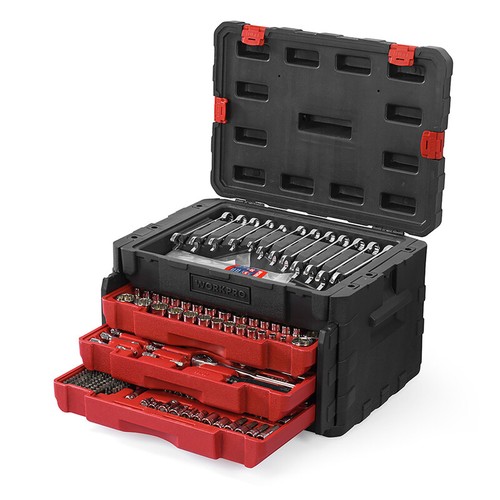 WORKPRO Drive Socket Set Mechanic Tool Set With Heavy Duty Tool Box 450-Piece - Picture 2 of 12