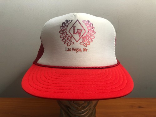 NEW LAS VEGAS NEVADA TRUCKER CAP SNAPBACK BASEBALL HAT RED WHITE TOURIST v e