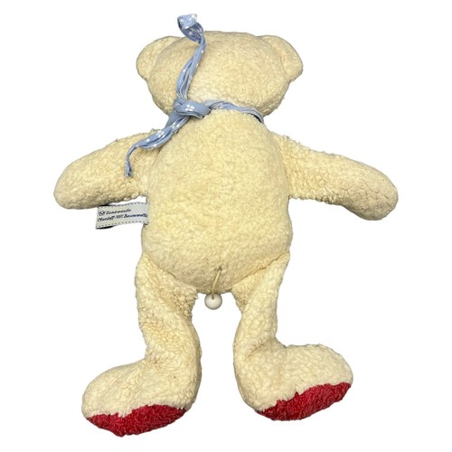 Efie Teddybär Spieluhr Stofftier 35cm Creme Blaues Halstuch Rote Pfoten Vintage - Bild 9 von 11