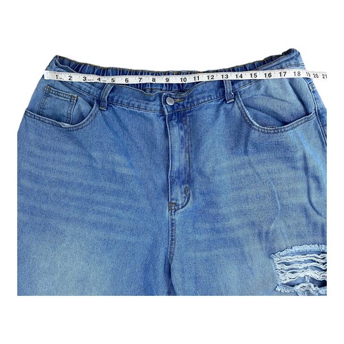 Shein Curve Jeans Womans 4XL High Rise Distressed Destroyed Light Wash Denim - Picture 7 of 10