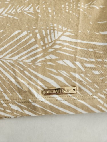 Michael Kors White And Tan Palm Print Top With Flared 3/4 Sleeves Size M - Picture 5 of 8