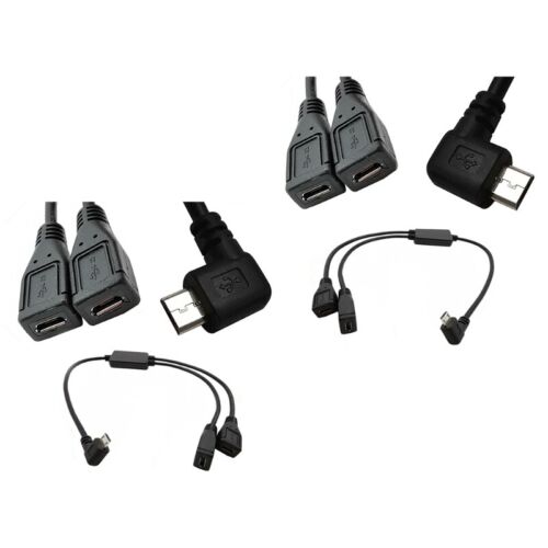 Splitter and Micro USB Cable, 5-pin Male to 2 Female, Left Right Angle, Charger - Picture 1 of 10