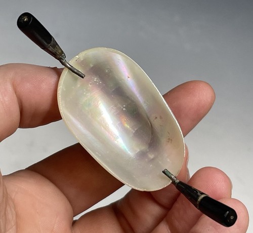 Antique Victorian Sterling Silver Mother of Pearl Shell Open Salt Tableware 19th - Picture 8 of 19