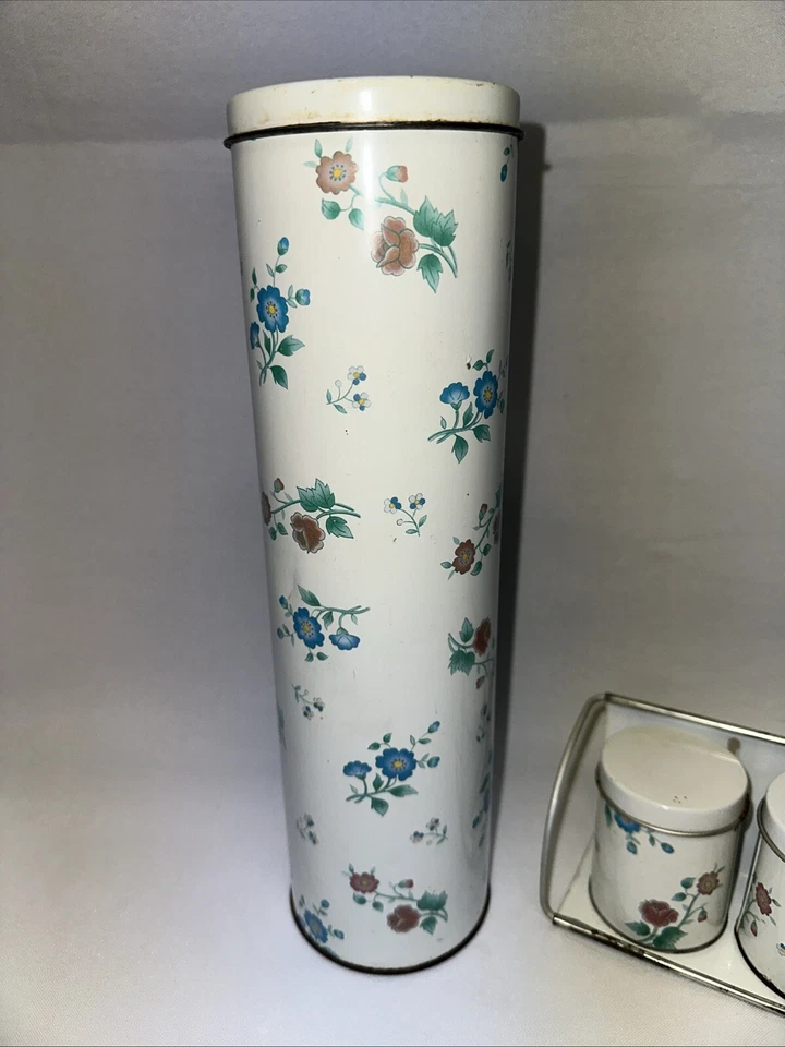 Juego de 6 latas Meister de colección con estante montable patrón floral, Brasil Foto 2 de 4