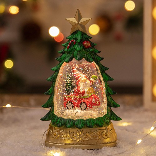 Christmas Snow Globe Lantern Christmas Tree Shape Snow Globe Water Lantern Decor - Picture 7 of 12