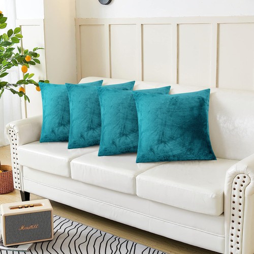 Cushion Covers 18 x 18 Set of 2,4,6 Crushed Velvet Sofa Bed Square Décor Pillows - Picture 12 of 82