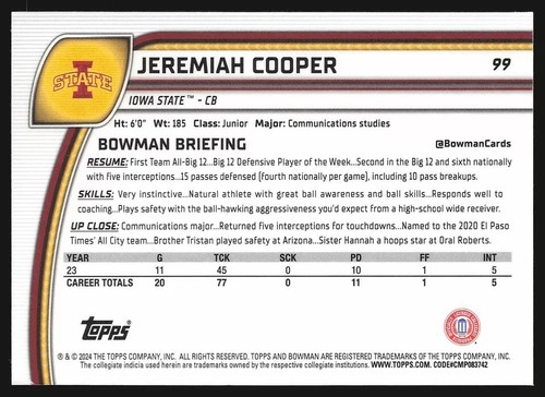 2024 Bowman Chrome University U Football Pick Complete Your Set 1st 1-200 🔥🏈🔥 - Picture 199 of 401