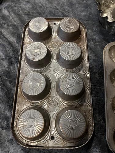 VINTAGE LOT OF 3 BAKING PANS EKCO OVENEX 8 CT MUFFIN EKCO 880 FLUTED + BUNDT - Picture 7 of 16