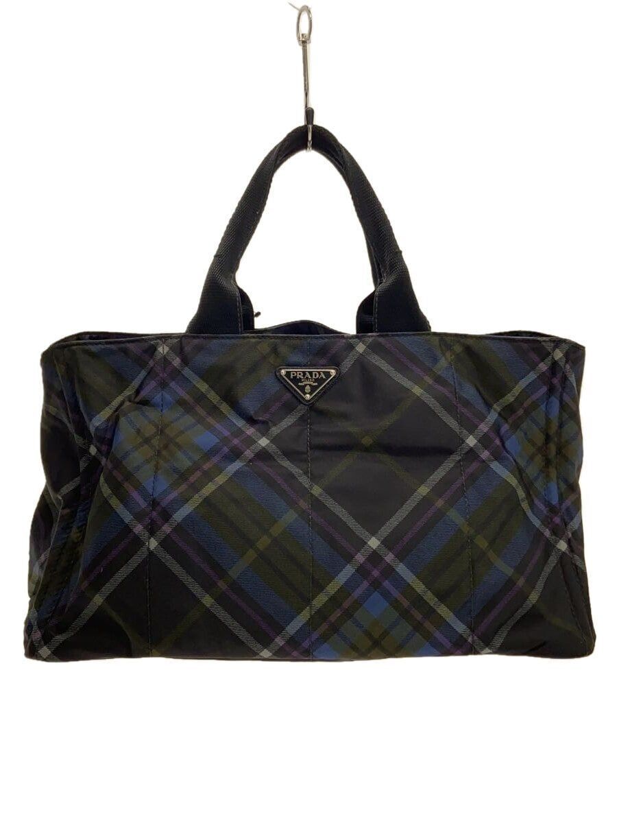 PRADA Tote Bag Nylon Multicolor Check B1872B Used