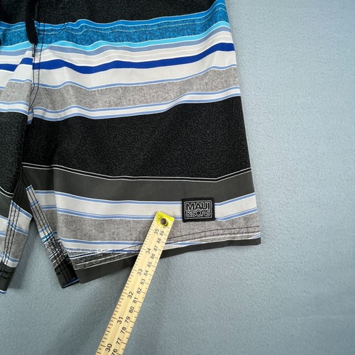 Maui And Sons Swim Trunks Mens 32 Medium Blue Black Plaid Board Shorts Mens - Picture 4 of 18