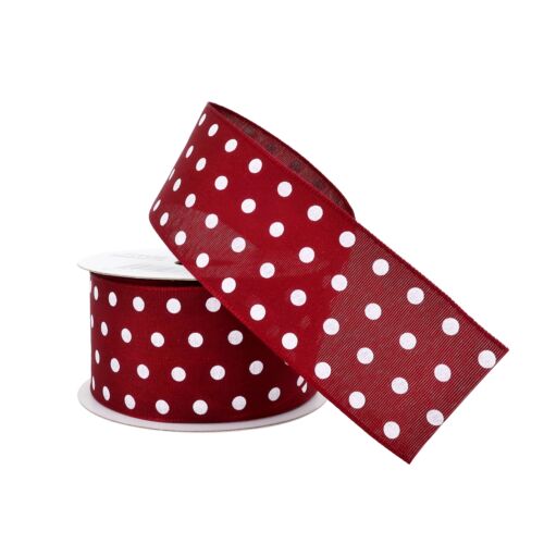 1,5" x 3yd. Taftband mit Draht gepunktet Himbeere Punkte von Celebrate It™