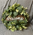 Welcome Sign Wreath for Front Door 14 Inch Rustic Round Hanging Door Decor NEW