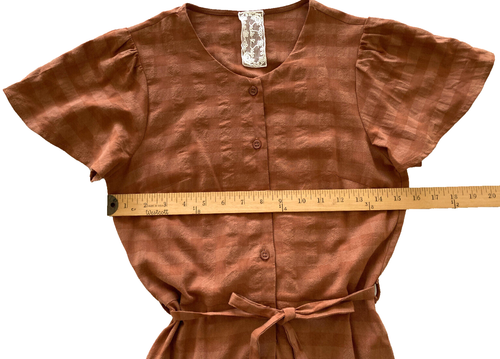 Maxi Dress Gatlinburg Brown Rust Dress Scoop Neck Short Flare Sleeveless Size XS - Picture 13 of 13