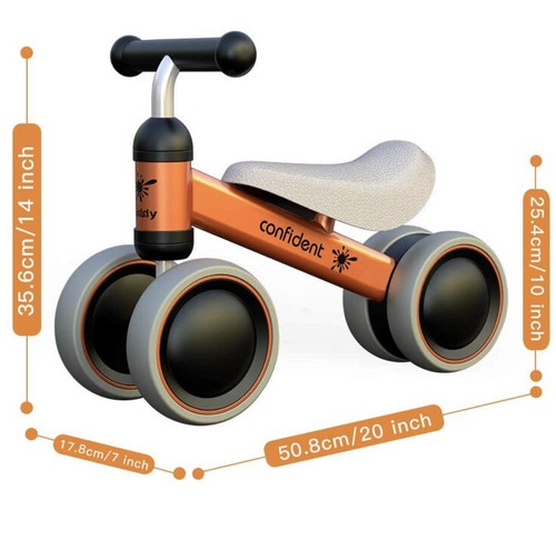 Baby Balance Bike Toddler Four Wheel Bicycle 10-24 Months orange CONFIDENT - Picture 9 of 11
