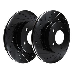 FRONT-BLACK-HART-DRILLED-SLOTTED-BRAKE-ROTORS-Chevrolet-BLAZER