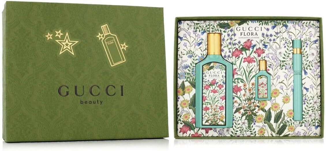 GUCCI FLORA GORGEOUS JASMINE for Women 3 pcs GIFT SET 3.3 oz