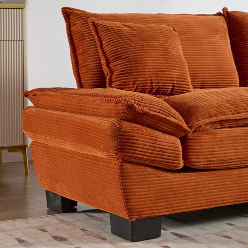Corduroy Sofa Sleeper Couch Loveseat Sofa with PillowsComfy Upholstered DeepSeat - Picture 104 of 130