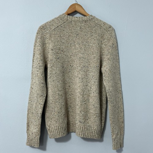 Suéter Molusco Para Hombre Pequeño Beige Moteado Donegal Cuello Redondo Lana Merino Alpaca - Imagen 3 de 10