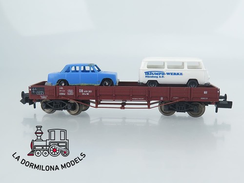 MG538 ESCALA N FLEISCHMANN 8262 Niederbordwagen XXto 90mit Autos der DB - OVP - Imagen 5 de 14
