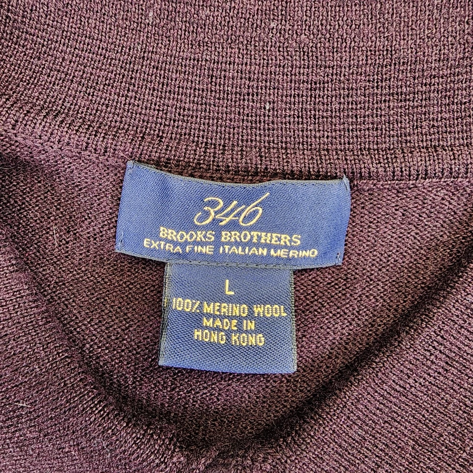 Brooks Brothers 346 Lana Merino Polo Cuello Suéter Para Hombres L Pullover Granate Foto 4 de 4