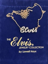 Elvis Script Necklace / Lowell Hays / Gold Plated / Direct From Memphis