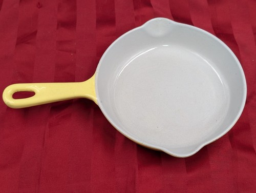 Vintage Descoware 6,5 Zoll Bratpfanne Senfgelb Gusseisen Soßenpfanne