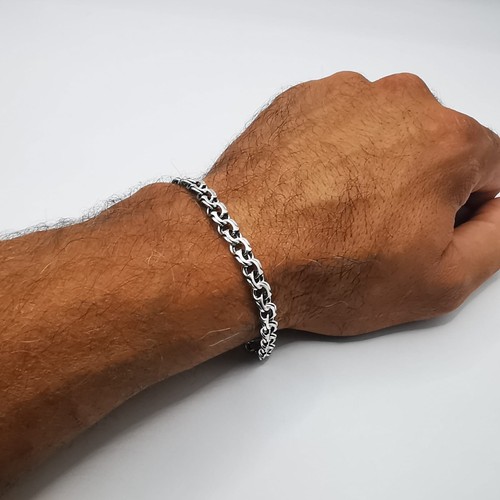 925 Sterling Silver Byzantine Link Chain Bracelet Men’s Vintage Heavy 15.26g - Picture 4 of 8