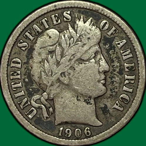 1906-D Barber Dime Silver Very Fine VF Coin #33527