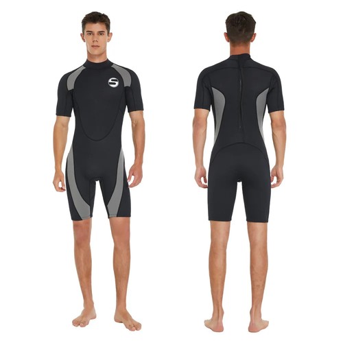 Costume intero uomo immersione maniche corte costume da bagno termico surf snorkeling - Foto 2 di 27