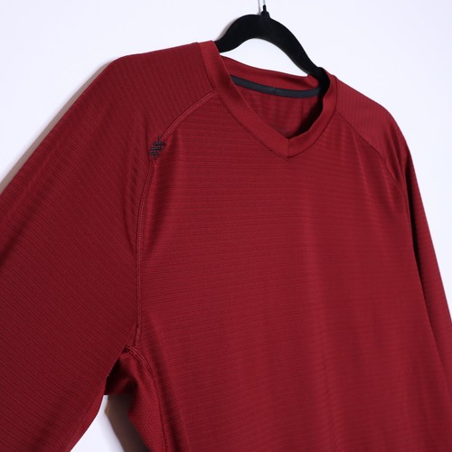 RHONE Reign Langarm T-Shirt Rot Streifen V-Ausschnitt Training Aktiv Herren M - Bild 6 von 12