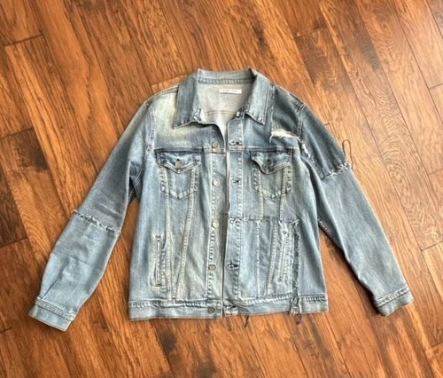 EMBELLISH NYC Distressed Denim Trucker Jacket - product listing photo
