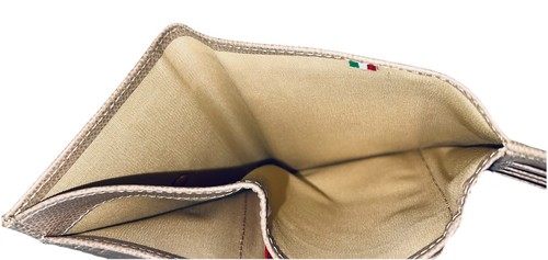 204 $ Cuoieria Fiorentina taupefarbene Leder-Geldbörse mit Dreifachfaltung im Kontinentalformat und Münze Italien - Bild 10 von 15
