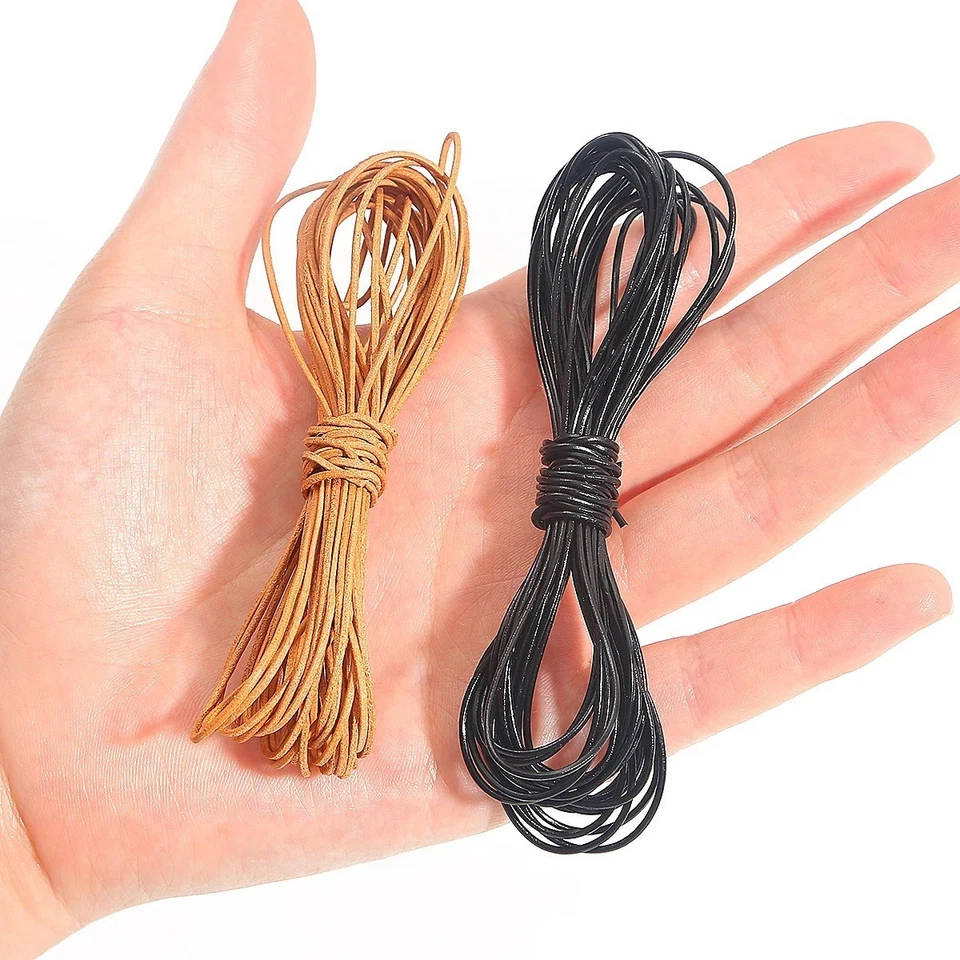 Cordón de cuero redondo genuino para hacer pulsera collar joyería hágalo usted mismo Foto 4 de 4