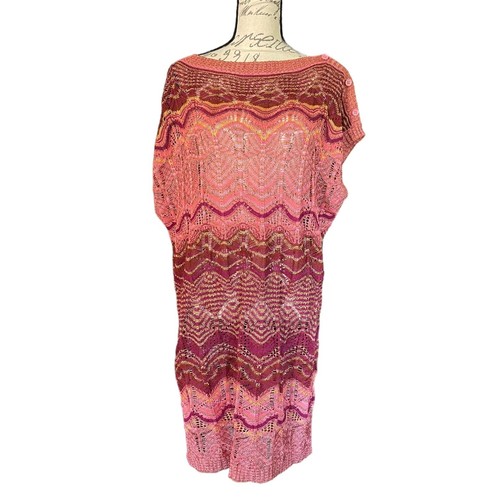 Vestido Camisa Túnica Missoni Vintage Oro Rosa Onda Metálica Talla 42 - Imagen 3 de 14