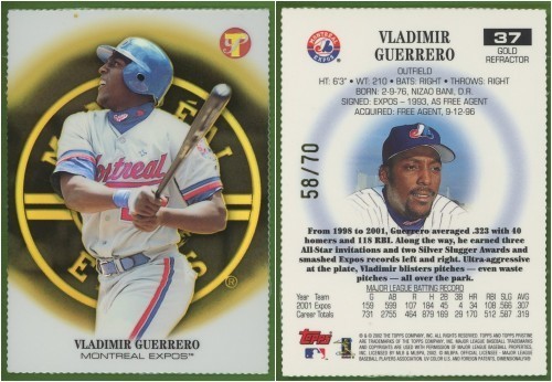 Vladimir Guerrero 2002 Topps Pristine #37 GOLD DIE CUT Refractor #'d 58/70 - WOW