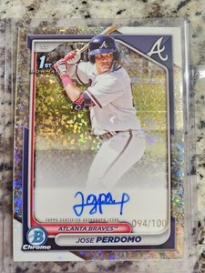 2024 Bowman Chrome Jose Perdomo Mini Diamond 1st Bowman Auto 094/100 Braves