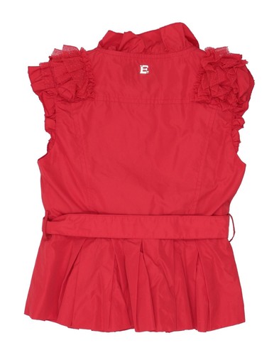 RRP€410 ERMANNO SCERVINO JUNIOR Taffeta Gilet Size 6Y Red Ruffle Mesh Trim Zip - Picture 2 of 4